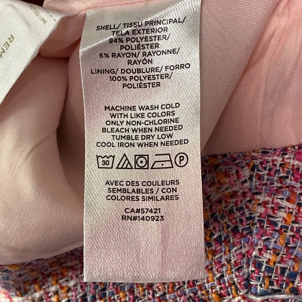 LOFT Petites Pink Multi Color Tweed Mini Skirt Size 12P Side Zip A-Line